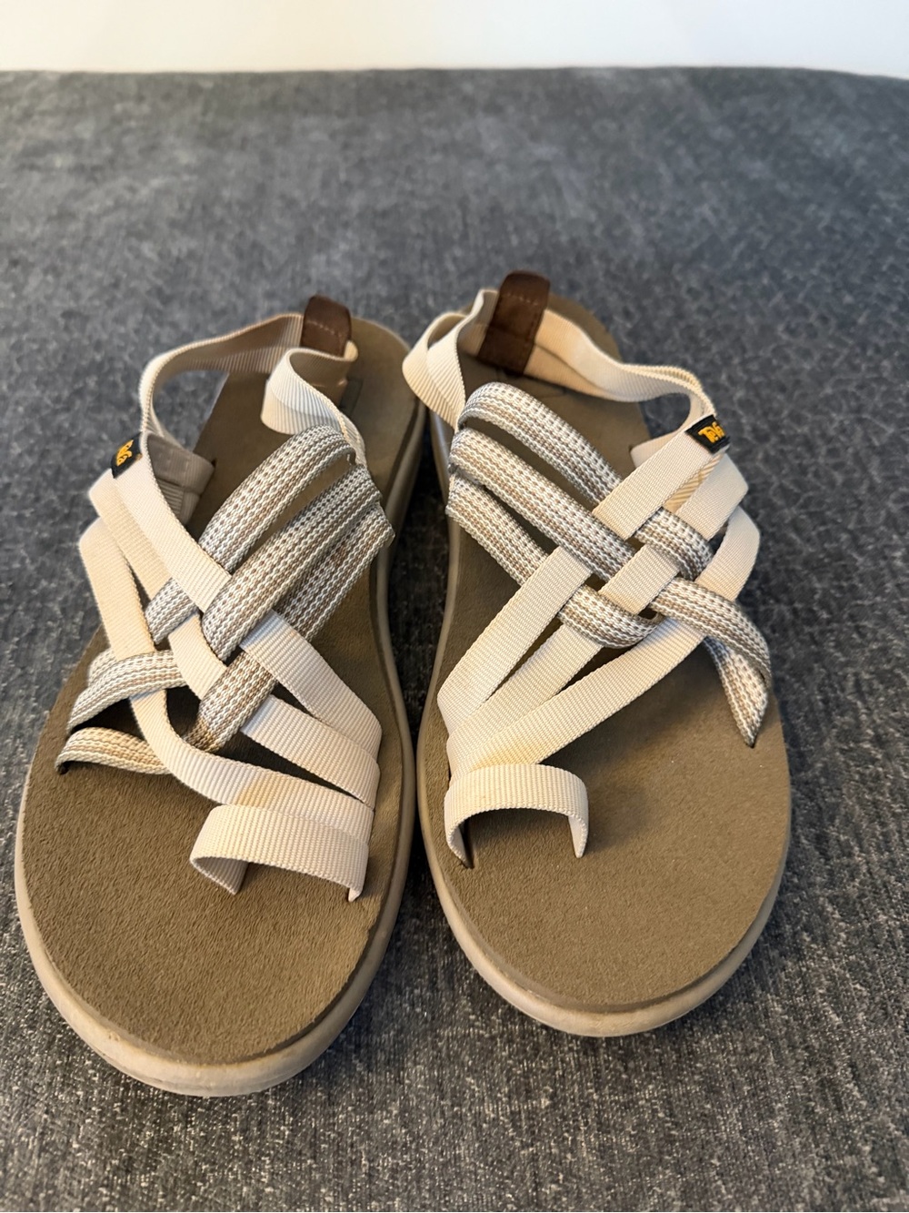 Teva Beige and Olive Woven Strap Outdoor Sandals